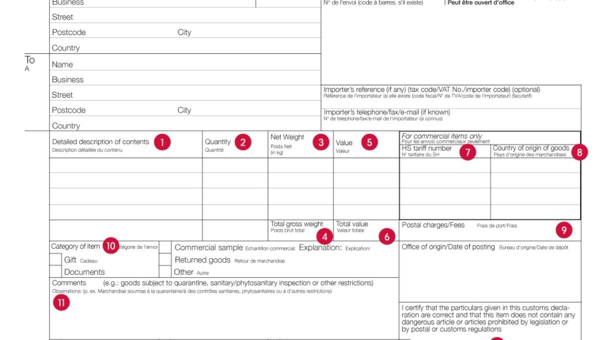 Example of the dispatch Pack CP23 form