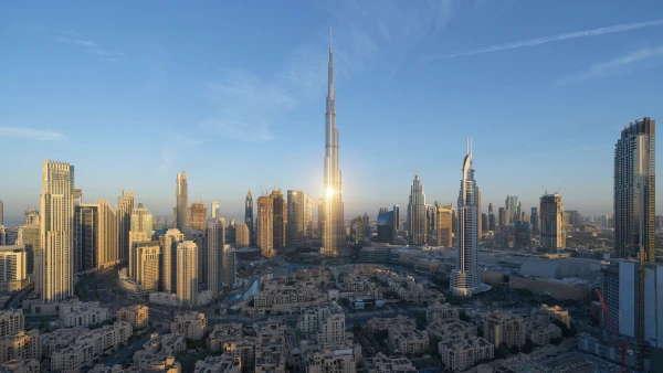 Dubai skyline at sunset