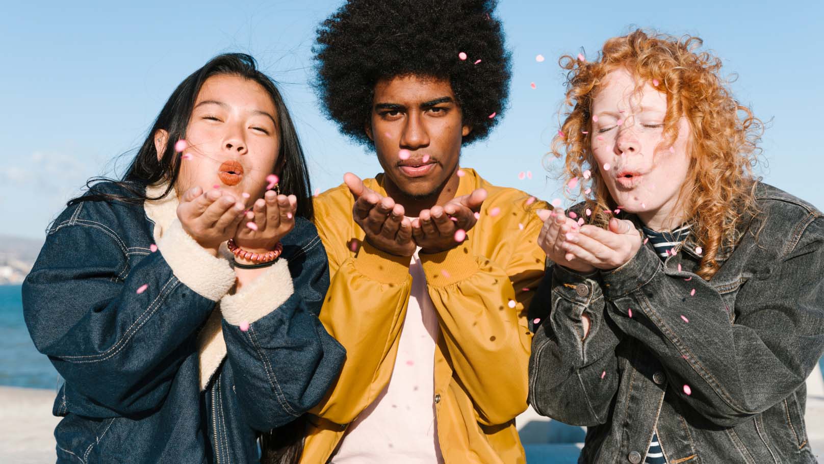 three young friends outdoors