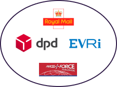 dpd evri royal mail parcelforce logos