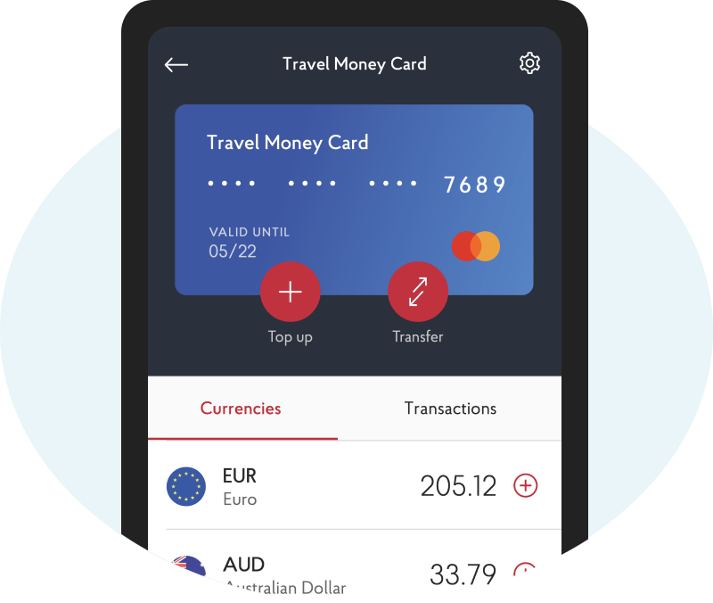 travel money card on phone