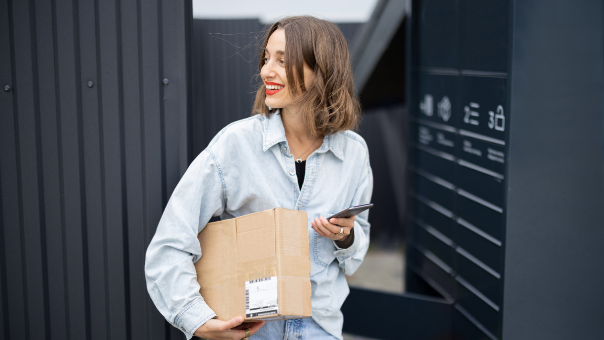 lady walking with her parcel